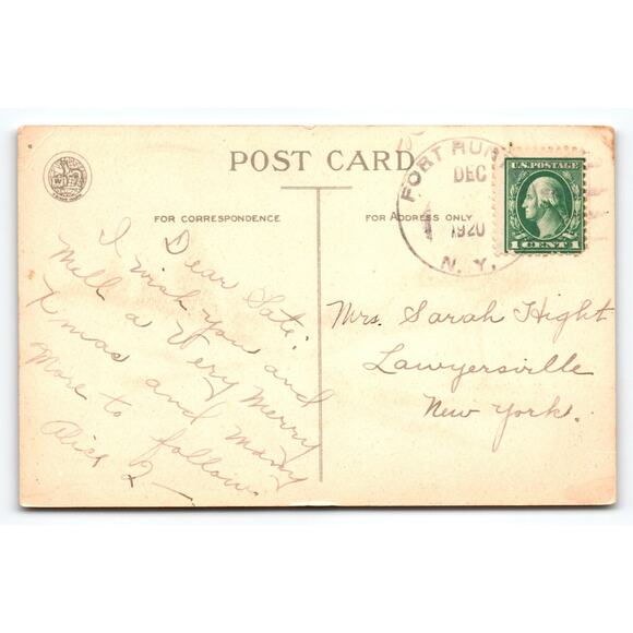 Vintage 1920 Christmas Cheer Snowy Cottage Postcard WOLF ADV Co. - Picture 2 of 2